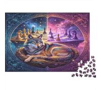 Lobo Fantástico Puzzle de 1000 Piezas Papel para Adultos Tablero de Ajedrez Estilo Mágico Juego de Puzzle 1000 Piezas Relajación Hogar 38x26cm/1000pcs