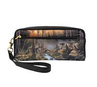 Lobo, Fauna, Bolsa de Maquillaje Bolsa de cosméticos Bolsa de Aseo de Viaje portátil Estuche de Cuero para Mujeres y niñas
