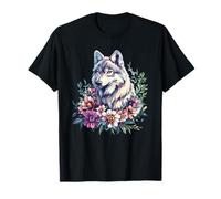 Lobo Floral con Flores Coloridas Naturaleza ESP Camiseta