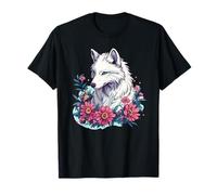 Lobo Floral Mystic White Forest Spirit Totem Camiseta