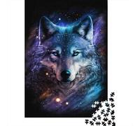 Lobo Galaxia Arte Puzzle de 1000 Piezas Papel para Adultos Diseño Nocturno Relajación Decoración Regalo Enfoque Hogar 70x50cm/1000pcs