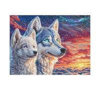 Lobo Galaxia Bosque Puzzle 500 Piezas Obra De Arte 3D Rompecabezas para Hombres Y Mujeres Desafío Intelectual Estera Portátil DIY Moderno 500 PCS