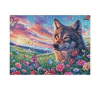 Lobo Galaxia Bosque Puzzles 500 Piezas Estera Portátil Rompecabezas para Adultos Desafío Intelectual Aliviar Estrés Decoración Hogar 3D 500 PCS