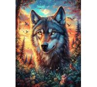Lobo Gris a la luz de la Luna Puzzles 1000 Piezas Estera Portátil Familiar Animal Plant Hada Tale Rompecabezas para Adultos Aliviar Estrés 3D Maquetas Construir DIY Moderno 1000 PCS