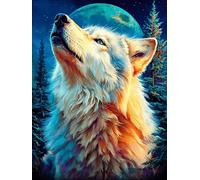 Lobo Gris a la luz de la Luna Rompecabezas 1000 Piezas Cartón para Mayores Animales fantásticos de Animales Salvajes para Ocupar Tiempo Actividad Antiestrés Decoración Mural Mejor Valorado 1000 PCS