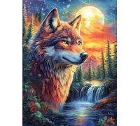 Lobo Gris al Atardecer Puzzle 500 Piezas Cartón Grueso para Principiantes Cuentos de Hadas de Animales y Plantas Ejercicio Mental Relajante Ocio Creativo Casa Regalo Creativo 500 PCS