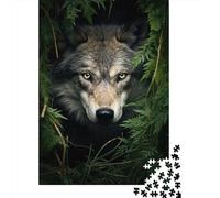 Lobo Gris Bosque Puzzle de 1000 Piezas Papel para Adultos Escena Nocturna Animal Juego de Puzzle 1000 Piezas Relajante Decoración Regalo 70x50cm/1000pcs