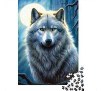 Lobo Gris Bosque Puzzle de 1000 Piezas Papel Puzzle para Adultos Paisaje Nocturno Juego de Puzzle 1000 Piezas Relajación Familia Decoración Regalo 52x38cm/1000pcs