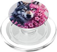 Lobo Gris Caza Terreno Helado, Luna Helada, Bosque, Galaxia PopSockets PopGrip para MagSafe