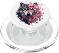 Lobo Gris Caza Terreno Helado, Luna Helada, Bosque, Galaxia PopSockets PopGrip para MagSafe