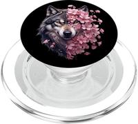 Lobo Gris Caza Terreno Helado, Luna Helada, Bosque, Galaxia PopSockets PopGrip para MagSafe