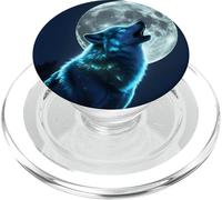 Lobo Gris Caza Terreno Helado, Luna Helada, Bosque, Galaxia PopSockets PopGrip para MagSafe