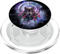 Lobo Gris Caza Terreno Helado, Luna Helada, Bosque, Galaxia PopSockets PopGrip para MagSafe