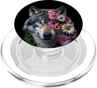 Lobo Gris Caza Terreno Helado, Luna Helada, Bosque, Galaxia PopSockets PopGrip para MagSafe