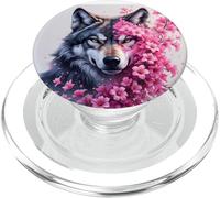 Lobo Gris Caza Terreno Helado, Luna Helada, Bosque, Galaxia PopSockets PopGrip para MagSafe