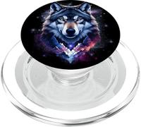 Lobo Gris Caza Terreno Helado, Luna Helada, Bosque, Galaxia PopSockets PopGrip para MagSafe
