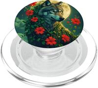 Lobo Gris Caza Terreno Helado, Luna Helada, Bosque, Galaxia PopSockets PopGrip para MagSafe