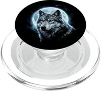 Lobo Gris Caza Tierra Icy Luna Bosque Galaxy Aullando PopSockets PopGrip para MagSafe