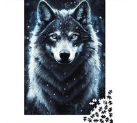 Lobo Gris de Bosque Puzzle para Adultos Puzzle de 1000 Piezas Escena Animal Nocturna Papel Relajación Concentración Interacción Familiar Decoración Regalo 70x50cm/1000pcs