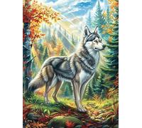 Lobo Gris de Bosque Rompecabezas 300 Piezas Cartón para Toda La Familia Juego Compartir Estimulación Cognitiva Regalo Fin De Año Mejor Valorado 300 PCS