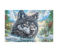 Lobo Gris del Bosque Puzzle 1000 Piezas Cartón Grueso para Adultos Y Adolescentes Canine Stream Trees Ocio Doméstico Terapia Relajación Mejor Valorado Idea De Regalo 1000 PCS