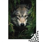 Lobo Gris del Bosque Puzzle de 1000 Piezas Cartón Puzzle para Adultos Animal Salvaje Naturaleza Juego de Puzzle 1000 Piezas Relajación Hogar Regalo 52x38cm/1000pcs
