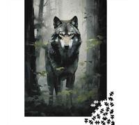 Lobo Gris en el Bosque Puzzle de 1000 Piezas Papel para Adultos Escena Boscosa Misteriosa Juego de Puzzle 1000 Piezas Relajación Regalo 70x50cm/1000pcs