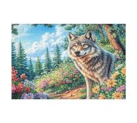 Lobo Gris en el Bosque Rompecabezas 1000 Piezas Cartón Resistente para Toda La Familia Diversión Familia Reducir Estrés Mejor Valorado Detalle De Regalo 1000 PCS