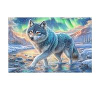 Lobo Gris en el Campo Nevada Rompecabezas 1000 Piezas Cartón para Adultos Y Adolescentes Colección Rompecabezas Decoración Dormitorio Pieza Decorativa Casa 1000 PCS