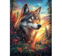 Lobo Gris en Las Flores Rompecabezas 1000 Piezas Cartón para Principiantes Animales y Plantas fantásticos Días Lluviosos para Pasar Tiempo Vacaciones Fines De Semana Regalo Cumpleaños 1000 PCS