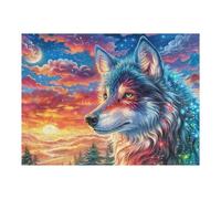 Lobo Gris Luminoso Puzzle 500 Piezas Cartón Resistente para Parejas Entrenamiento Cerebral Estimulación Mental Juego Familiar 500 PCS