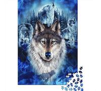 Lobo Gris Puzzle de 1000 Piezas Papel para Adultos Bosque de Noche Juego de Puzzle 1000 Piezas Relajación Hogar Regalo 70x50cm/1000pcs