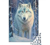 Lobo Gris Puzzle de 1000 Piezas Papel para Adultos Bosque Invernal Juego de Puzzle 1000 Piezas Relajación Decoración Familiar Regalo 70x50cm/1000pcs