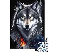 Lobo Gris Puzzle de 1000 Piezas Papel para Adultos Estilo Nocturno Juego de Puzzle 1000 Piezas Relajante Decoración Hogar 52x38cm/1000pcs