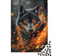Lobo Gris Puzzle de 1000 Piezas Papel para Adultos Fuego Juego de Puzzle 1000 Piezas Familia Regalo 70x50cm/1000pcs