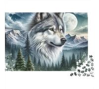 Lobo Gris Puzzle de 1000 Piezas Papel para Adultos Paisaje de Montaña Juego de Puzzle 1000 Piezas Familia Relajación 70x50cm/1000pcs