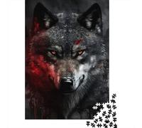 Lobo Gris Realista Puzzle de 1000 Piezas Papel para Adultos Estilo Artístico Nocturno Mejora la Concentración Decoración Hogar Regalo 38x26cm/1000pcs