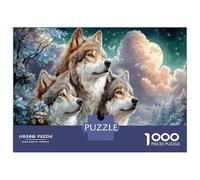 Lobo Gris Rompecabezas Premium 1000 Piezas Cartón Grueso Nubes de Cielo Estrellado Antistrés Adultos, Entretenimiento Familiar, Regalo Ideal para Días De Lluvia Y Regalo 52x38cm/1000pcs