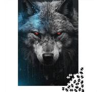 Lobo Gris Salvaje Puzzle de 1000 Piezas Papel para Adultos Escena Nocturna Puzzle para Adultos Relajación Enfoque Regalo Hogar Familia 38x26cm/1000pcs