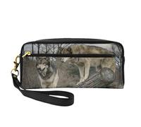 Lobo Impreso, Bolsa de Maquillaje Bolsa de cosméticos Bolsa de Aseo de Viaje portátil Estuche de Cuero para Mujeres y niñas