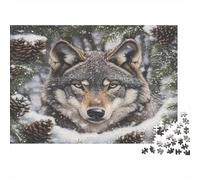Lobo Invierno Puzzle 1000 Piezas De Cartón Grueso Lobo Nieve mira Rompecabezas Anti Estrés Adultos para Tiempo De Calidad En Pareja como Regalo Original 70x50cm/1000pcs