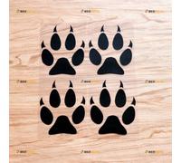Lobo lobos patas huellas rastros caza pegatina de vinilo - Set de 4 pegatinas negras, 10.2cm - Sin fondo para coche barco portátil taza teléfono