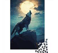 Lobo Luna Puzzle de 1000 Piezas Papel para Adultos Aullido Nocturno Juego de Puzzle 1000 Piezas Relajante 52x38cm/1000pcs