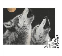 Lobo Luna Puzzle de 1000 Piezas Papel para Adultos Aullido Vista Nocturna Juego de Puzzle 1000 Piezas Relajación Decoración Regalo 52x38cm/1000pcs