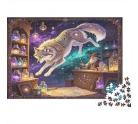 Lobo Mágico Cielo Estrellado Puzzle para Adultos Puzzle de 1000 Piezas Papel Habitación de Magos Fantasía Relajación Concentración Regalo Familiar 38x26cm/1000pcs