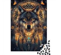 Lobo Majestuoso Totem Puzzle para Adultos Puzzle de 1000 Piezas Escena Atrapasueños Juego de Puzzle 1000 Piezas Relajación Decoración Regalo Familiar 52x38cm/1000pcs