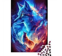 Lobo Místico Arte Fantasía Puzzle de 1000 Piezas Papel Puzzle para Adultos Estilo Noche Sueño Relajación Decoración Regalo Concentración Puzzle para Toda la Familia 38x26cm/1000pcs