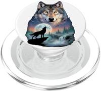Lobo Místico Aullando a Luna Espíritu Amante Animal Naturaleza PopSockets PopGrip para MagSafe