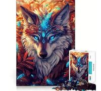 Lobo místico con Pluma, Rompecabezas de 1000 Piezas para Adultos, Regalo, Juego Mental, Juguete para Fortalecer los Lazos Familiares, Corte preciso, Sorpresa de cumpleaños (38x52cm)