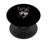 Lobo místico con símbolo de Advertencia Naranja estética PopSockets PopGrip Adhesivo